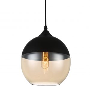 Lámpara LEIRE 2, colgante, cristal negro - cogñac