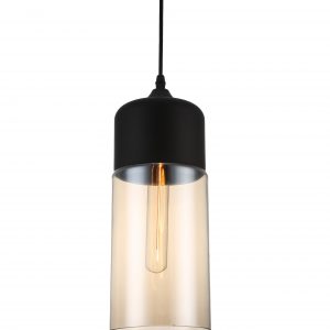 Lámpara LEIRE 4, colgante, cristal negro - cogñac