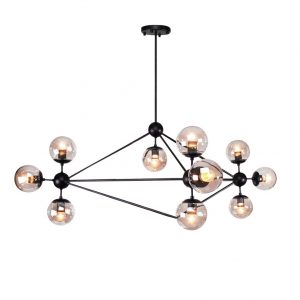 Lámpara MENCIA, colgante, metal negro, 10 luces