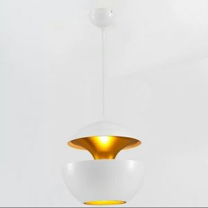 Lámpara URSULA, colgante, metal, blanco-dorado