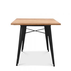 Mesa TOL, acero, negra, madera, 80x80 cms