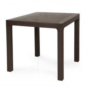 Mesa TROPICAL, polipropileno marrón chocolate, 80 x 80 cms