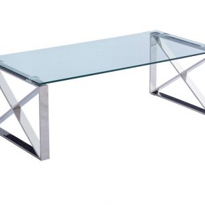 Mesa VENUS, baja, acero inoxidable, cristal, 120x60 cms