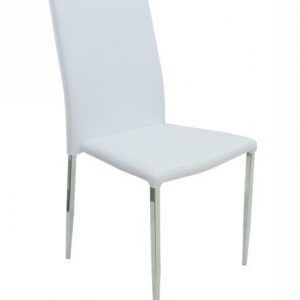 Silla HOTEL, cromada, similpiel hard blanca