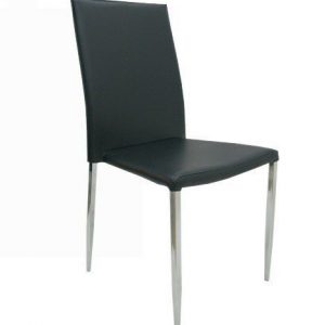 Silla HOTEL, cromada, similpiel hard negra