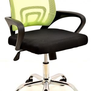 Sillón de oficina FISS NEW, negro, gas, basculante, malla verde, tejido negro
