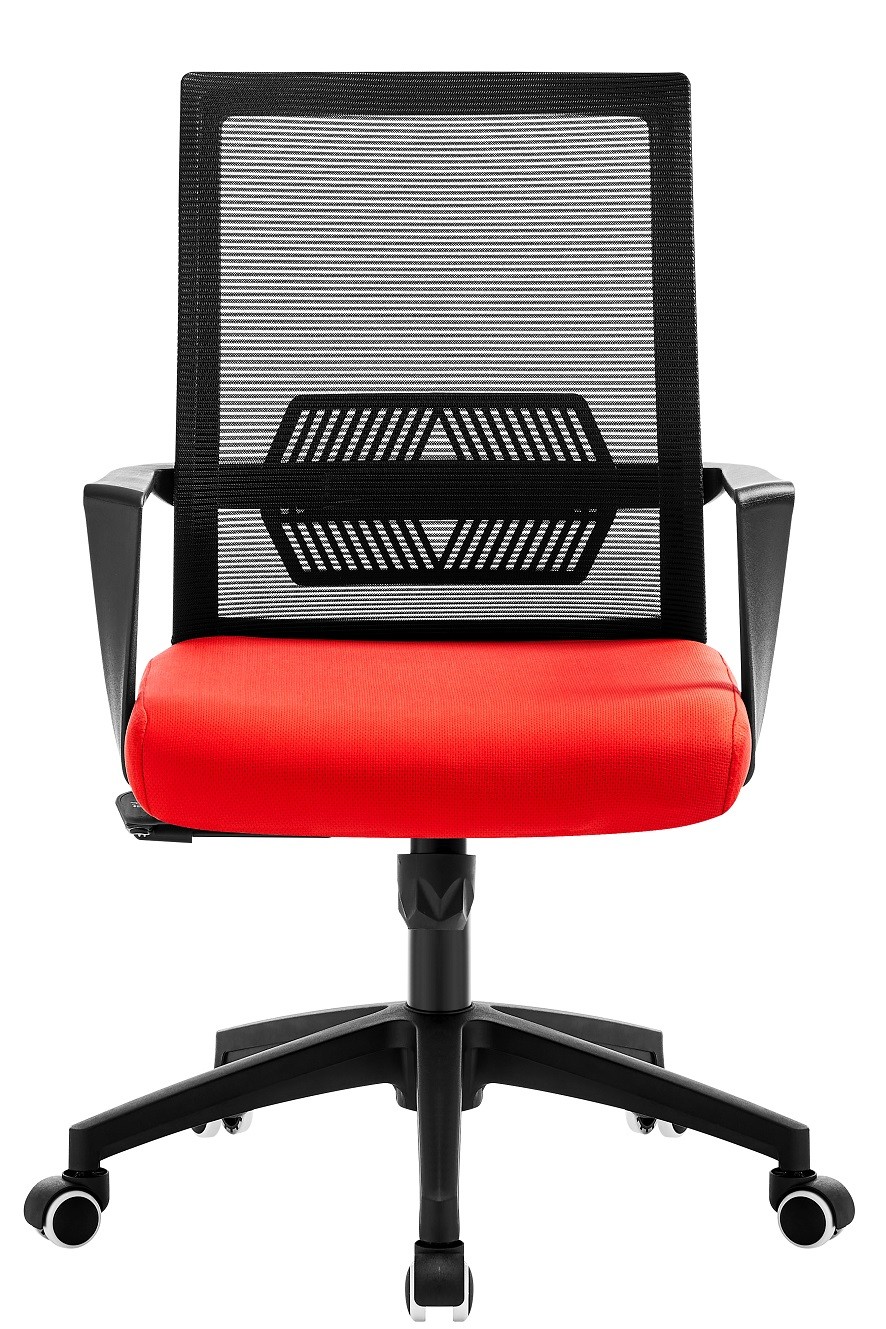 Sillón de oficina RISLEY, negro, malla negra, tejido rojo - Imagen 2