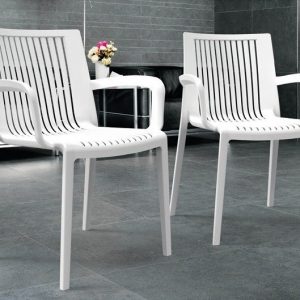 Sillón MALDIVAS, apilable, polipropileno blanco