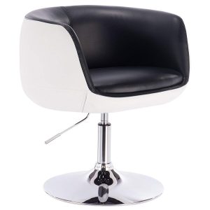Sillón MARITZA, cromado, similpiel blanca y negra