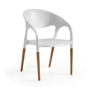 Sillón MOON, madera, polipropileno blanco