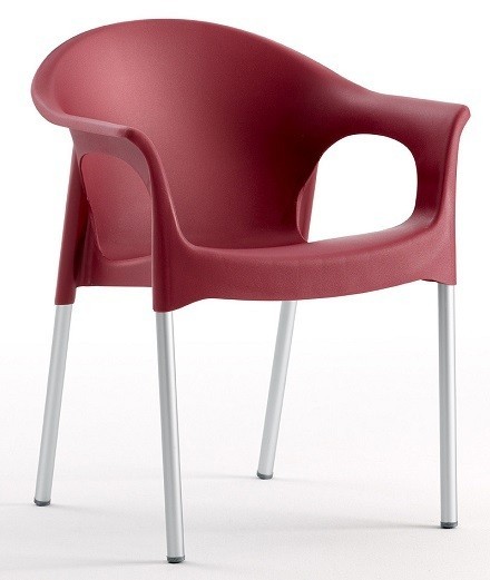 Sillón NILO, aluminio, apilable, polipropileno burdeos*