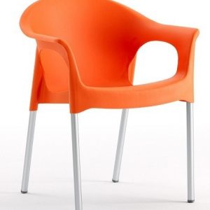 Sillón NILO, aluminio, apilable, polipropileno naranja*