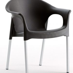 Sillón NILO, aluminio, apilable, polipropileno negro*