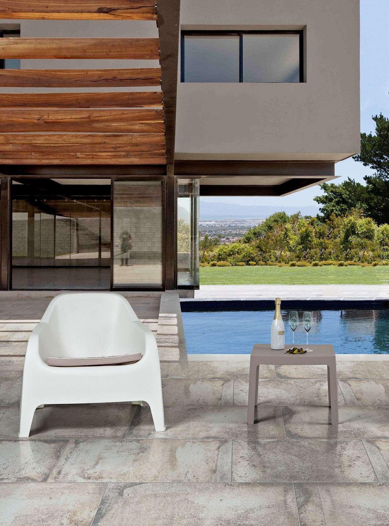 Sillón SUNNY BIG, apilable, polipropileno blanco - Imagen 5