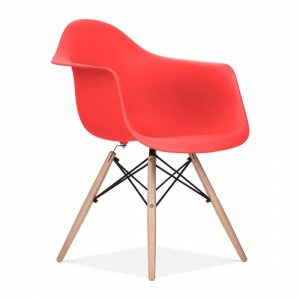 Sillón TOWER PP, madera, polipropileno rojo