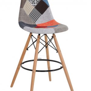 Taburete TOWER, madera, tapizado patchwork