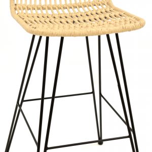 Taburete YAKARTA, metal, ratán beige