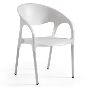 Sillón MOON, aluminio, polipropileno blanco*