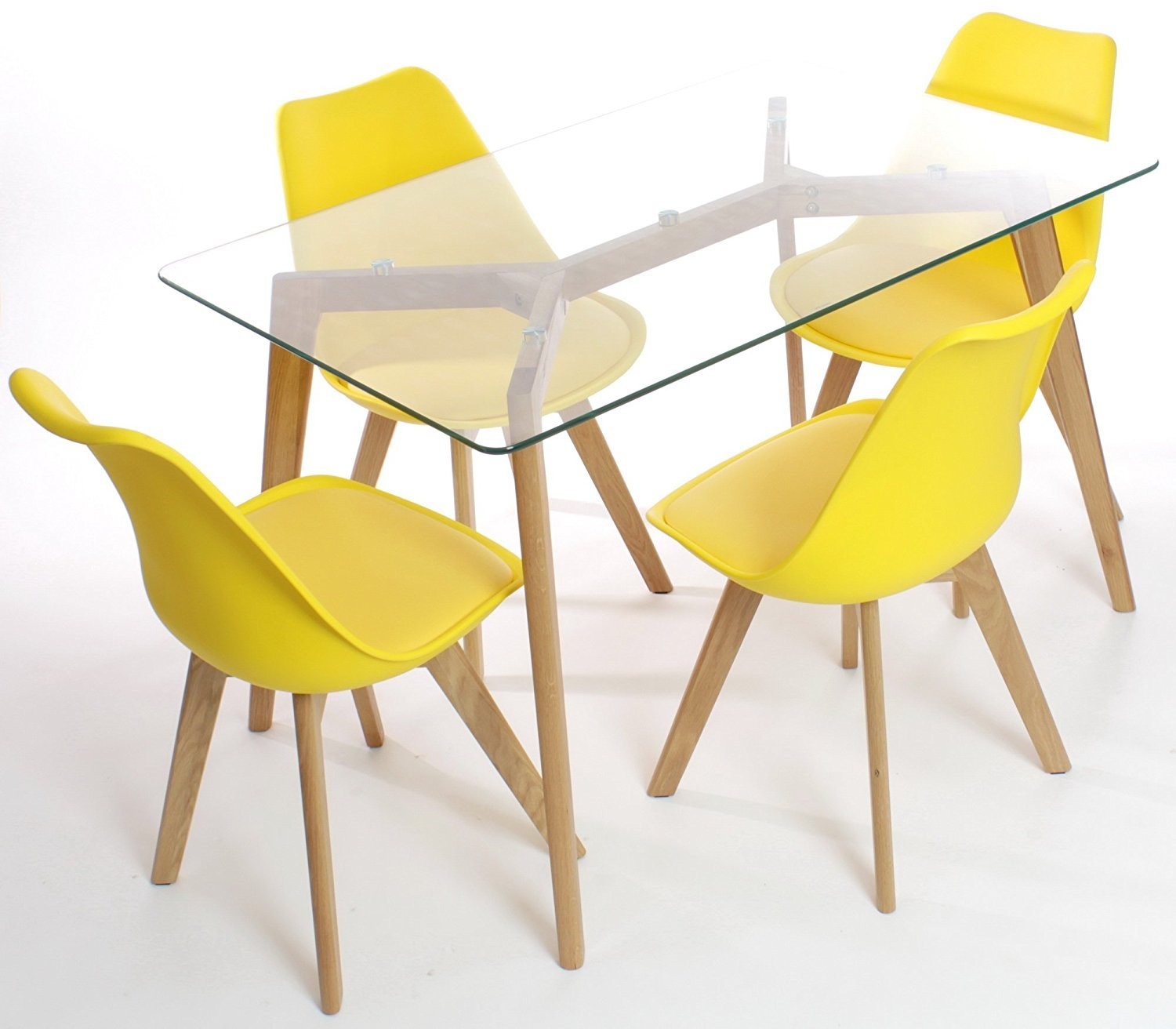 Silla TORRE 4P (HT), madera, polipropileno y cojín amarillo - Imagen 2