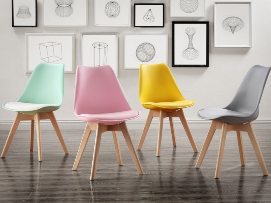 Silla TORRE 4P (HT), madera, polipropileno y cojín amarillo - Imagen 4