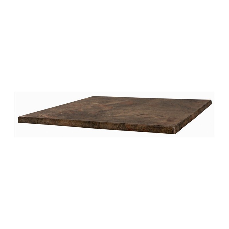 Mesa BAHIA, abatible, plata, base de 72 cms y tapa 70 x 70 cms. Color a elegir, Tableros de 70x70 cms: WERZALIT SM - MARRÓN ÓXIDO 223 - Imagen 2