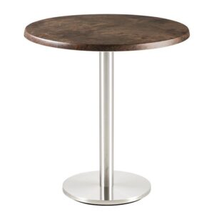 Mesa BENAGIL, acero inoxidable, base de 72 cms y tapa 60 cms. Color a elegir, Tableros de 60 cms: WERZALIT ALEMANIA - SAFARI BROWN 76