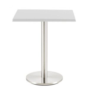 Mesa BENAGIL, acero inoxidable, base de 72 cms y tapa 80 x 80 cms. Color a elegir, Tableros de 80x80 cms: WERZALIT SM - BLANCO 01