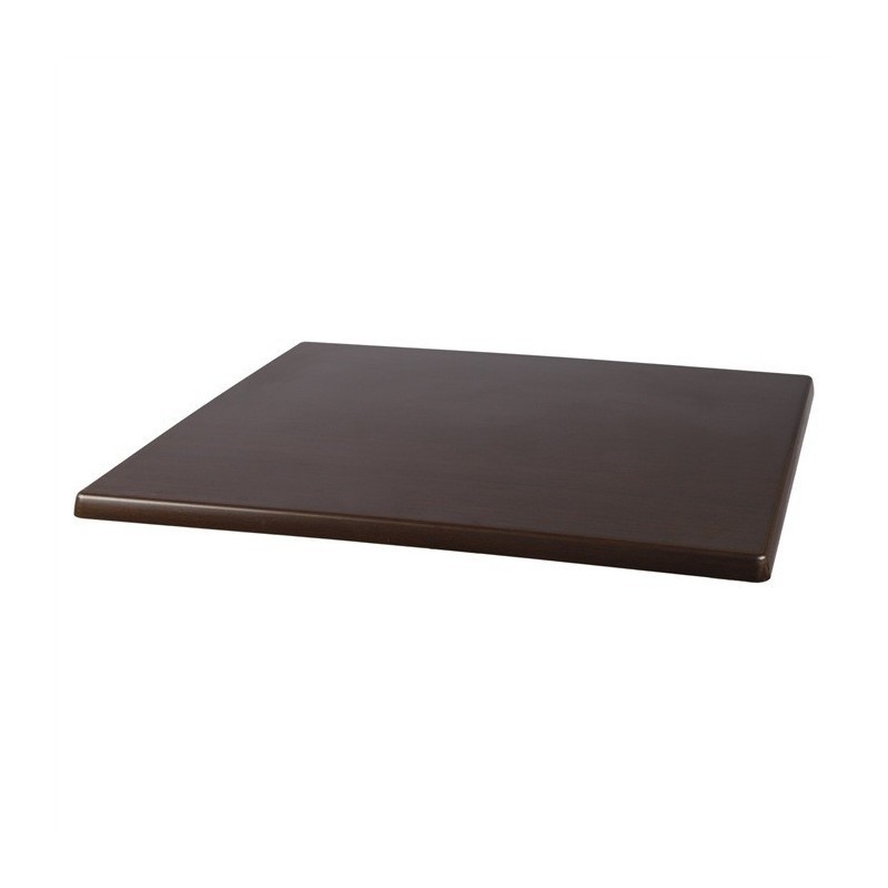 Mesa COPACABANA, alta, acero inoxidable, base de 110 cms y tapa 60 x 60 cms. Color a elegir, Tableros de 60x60 cms: WERZALIT SM - WENGUÉ 103 - Imagen 2