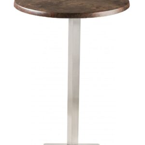 Mesa COPACABANA, alta, acero inoxidable, base de 110 cms y tapa 70 cms. Color a elegir, Tableros de 70 cms: WERZALIT SM - MARRÓN ÓXIDO 223