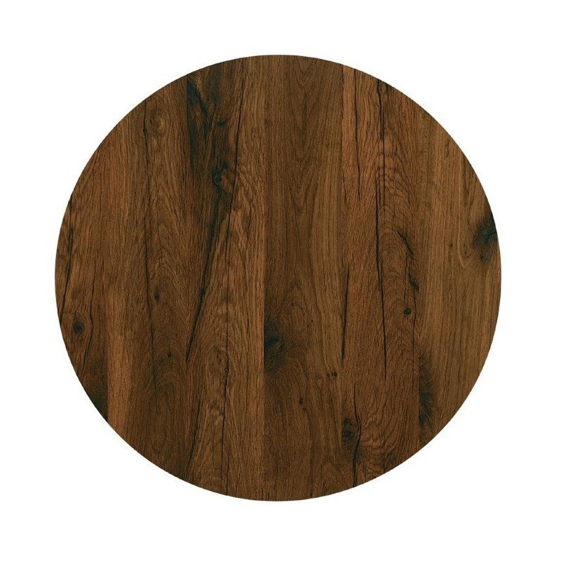 Mesa ELISEO, alta, fundición, 4 pies, negra, base de 108 cms y tapa 60 cms. Color a elegir, Tableros de 60 cms: WERZALIT SM - ROBLE ANTIGUO 316 - Imagen 2