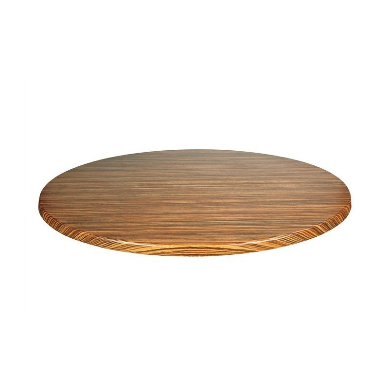 Mesa ELISEO, alta, fundición, 4 pies, negra, base de 108 cms y tapa 60 cms. Color a elegir, Tableros de 60 cms: TOPALIT - ZEBRANO LIGHT - Imagen 2