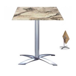 Mesa GATHER, aluminio, abatible, base de 73 cms y tapa 60x60 cms. Color a elegir, Tableros de 60x60 cms: WERZALIT SM - MARBLE ALMERIA 209
