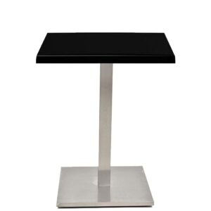 Mesa IPANEMA, acero inoxidable, base de 72 cms y tapa 60 x 60 cms. Color a elegir, Tableros de 60x60 cms: WERZALIT SM - NEGRO 55