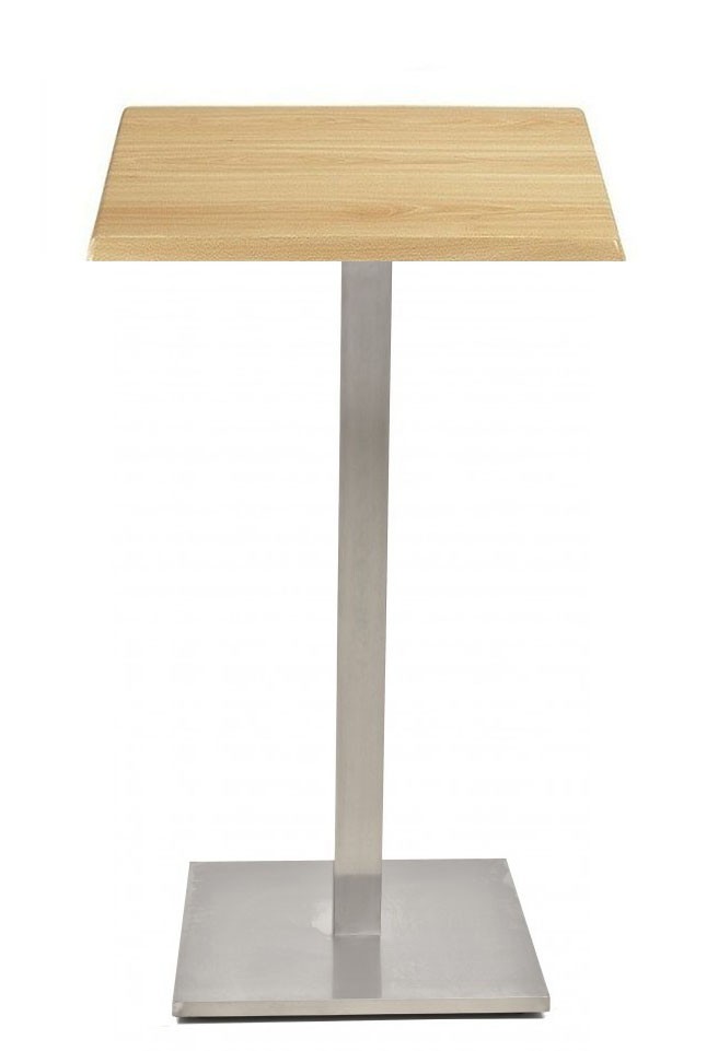 Mesa IPANEMA, alta, acero inoxidable, base de 110 cms y tapa 60 x 60 cms. Color a elegir, Tableros de 60x60 cms: WERZALIT SM - HAYA 19