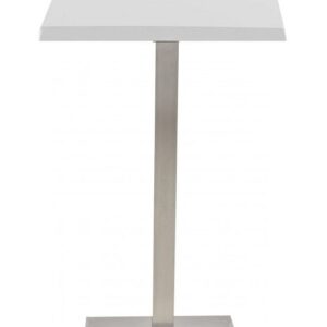 Mesa IPANEMA, alta, acero inoxidable, base de 110 cms y tapa 70 x 70 cms. Color a elegir, Tableros de 70x70 cms: WERZALIT SM - BLANCO 01