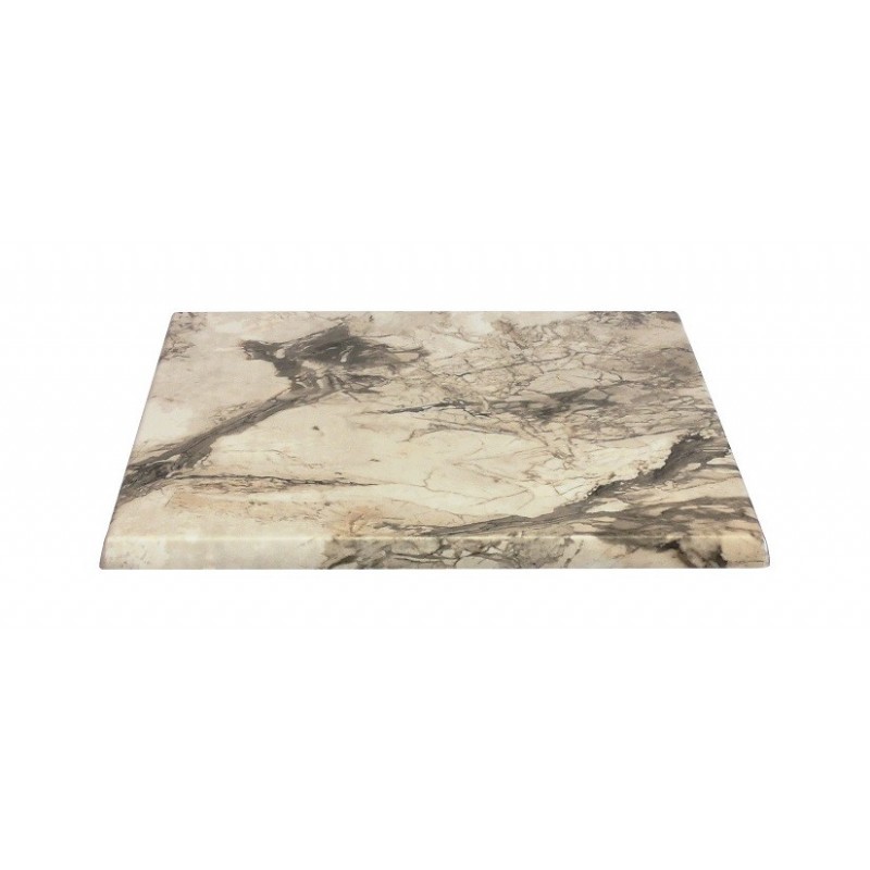 Mesa IPANEMA, alta, acero inoxidable, base de 110 cms y tapa 70 x 70 cms. Color a elegir, Tableros de 70x70 cms: WERZALIT SM - MARBLE ALMERIA 209 - Imagen 2