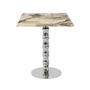 Mesa KARNAK, acero inox., tapa de 70x70 cms. Color a elegir, Tableros de 70x70 cms: WERZALIT SM - MARBLE ALMERIA 209