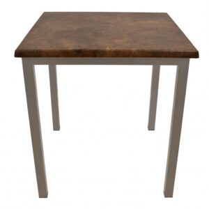 Mesa LIRIO, metal, base de 65 x 65 cms y tapa 70 x 70 cms. Color a elegir, Tableros de 70x70 cms: WERZALIT SM - MARRÓN ÓXIDO 223