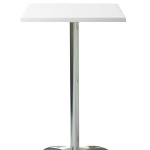 Mesa MILAN, alta, aluminio, 4 radios, base de 110 cms y tapa 60 x 60 cms. Color a elegir, Tableros de 60x60 cms: WERZALIT SM - BLANCO 01