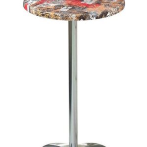 Mesa MILAN, alta, aluminio, 4 radios, base de 110 cms y tapa 70 cms. Color a elegir, Tableros de 70 cms: WERZALIT ALEMANIA - BABYLON 213