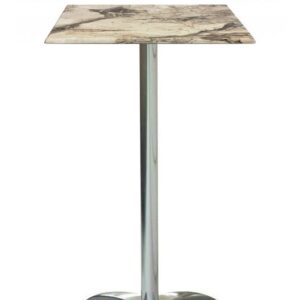 Mesa MILAN, alta, aluminio, 4 radios, base de 110 cms y tapa 70 x 70 cms. Color a elegir, Tableros de 70x70 cms: WERZALIT SM - MARBLE ALMERIA 209
