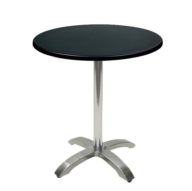 Mesa MILAN, aluminio, 4 radios, base de 72 cms y tapa 60 cms. Color a elegir, Tableros de 60 cms: WERZALIT SM - NEGRO 55 - Imagen 2
