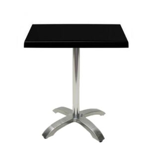 Mesa MILAN, aluminio, 4 radios, base de 72 cms y tapa 60 x 60 cms. Color a elegir, Tableros de 60x60 cms: WERZALIT SM - NEGRO 55