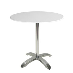 Mesa MILAN, aluminio, 4 radios, base de 72 cms y tapa 70 cms. Color a elegir, Tableros de 70 cms: WERZALIT SM - BLANCO 01