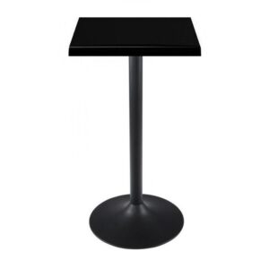 Mesa alta CRISS, base de 110 cms y tapa de 60x60 cms. Colores a elegir, Bases CRISS, altura 110 cms: Negra, Tableros de 60x60 cms: WERZALIT SM - NEGRO 55