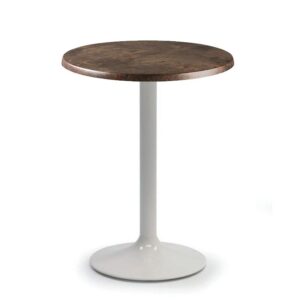 Mesa CRISS, base de 73 cms y tapa de 70 cms. Colores a elegir, Bases CRISS, altura 73 cms: Blanca, Tableros de 70 cms: WERZALIT SM - MARRÓN ÓXIDO 223
