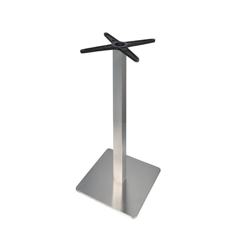 Mesa RHIN, alta, acero inoxidable, base de 110 cms y tapa 60 x 60 cms. Color a elegir, Tableros de 60x60 cms: WERZALIT SM - WENGUÉ 103