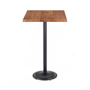 Mesa alta ARNO, negra, base de 110 cms y tapa de 70x70 cms. Color a elegir, Tableros de 70x70 cms: WERZALIT SM - ROBLE ANTIGUO 316