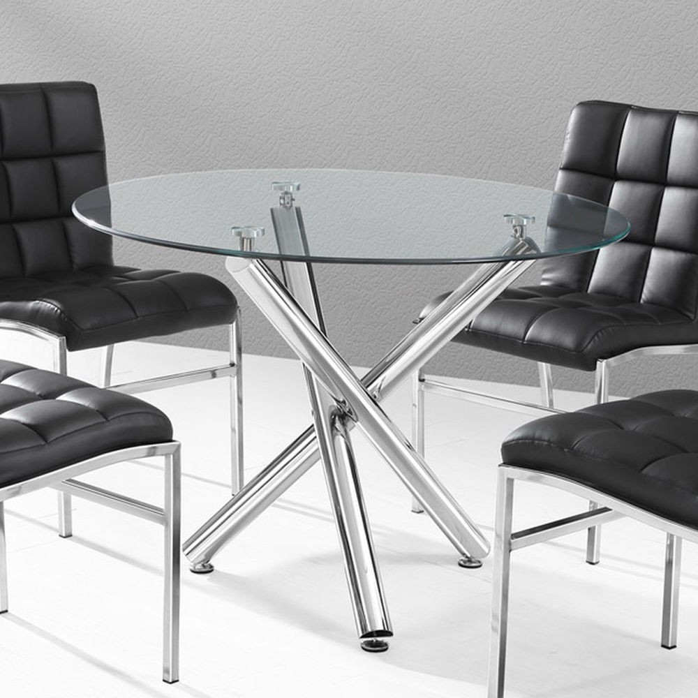 Mesa DESIREE NEW, acero inoxidable, cristal, 90 cms diámetro - Imagen 2