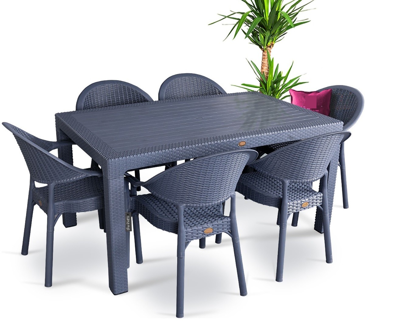 Mesa MIJAS, polipropileno gris oscuro, 150 x 90 cms
